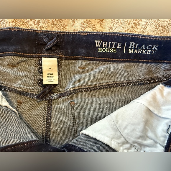 White House Black Market Dark Wash Denim Shorts | Size 6 - Picture 3 of 3